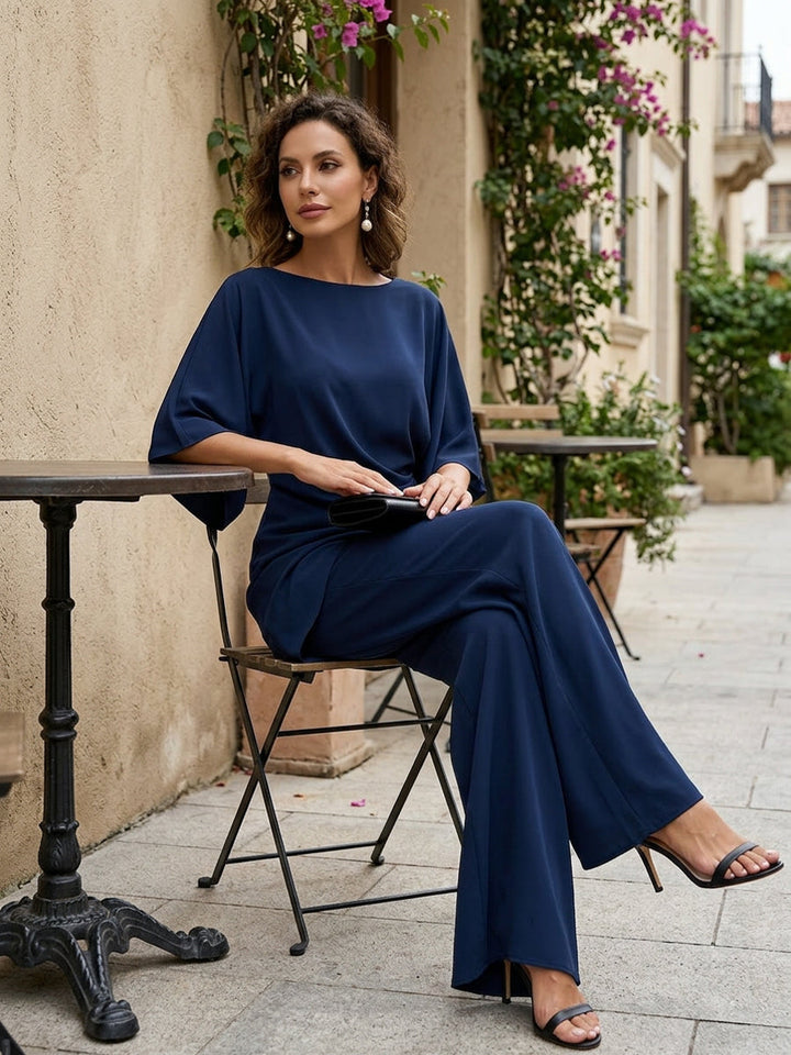 Gabriela | Draped Blouse & Wide-Leg Trousers Set