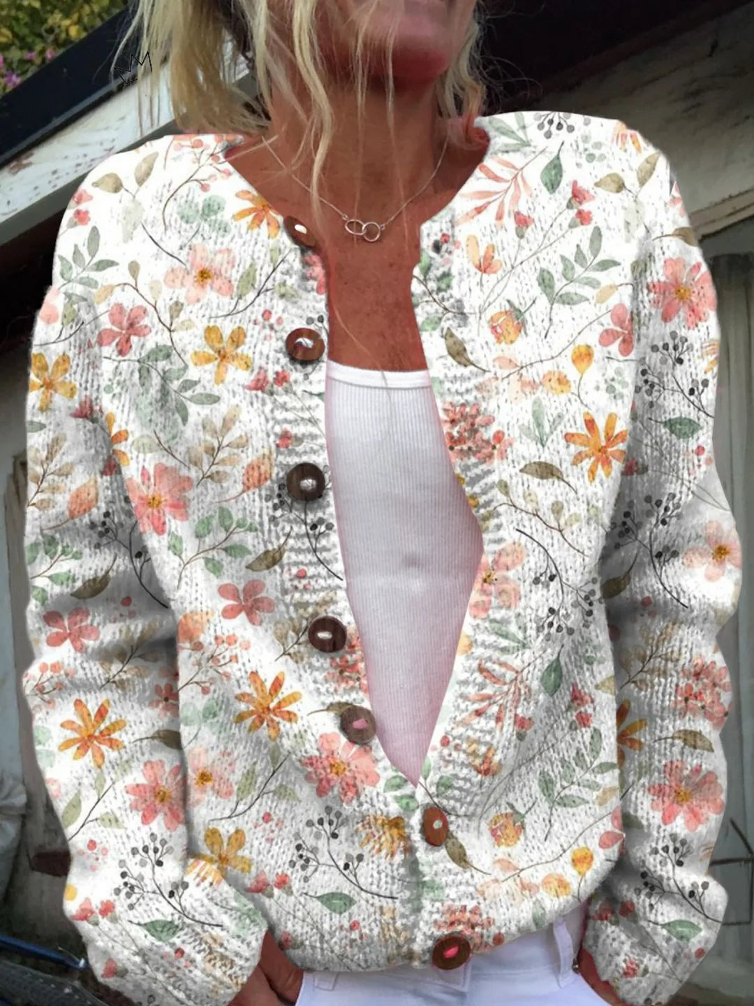 Greta™ | Vintage Floral Knit Cardigan Sweater.
