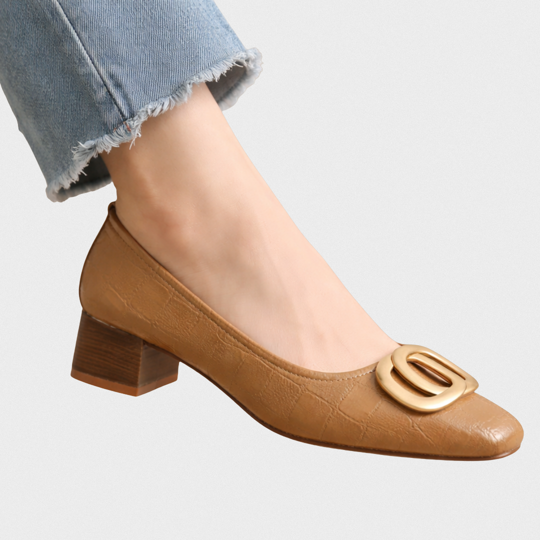 Opium Crest™ | Leather Block-Heel Pumps