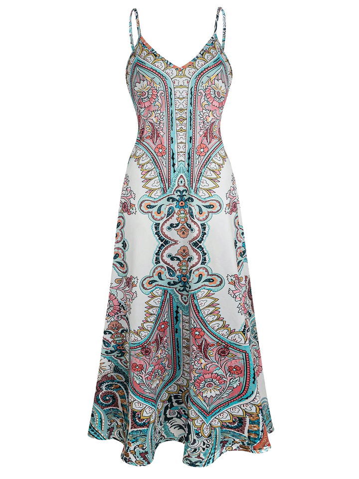 Skye – Boho Floral Print Sleeveless Dress