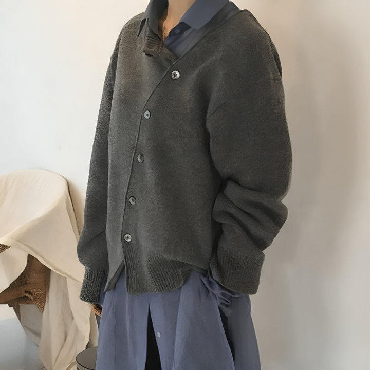 Luna Women's Cardigan Soft Knit Asymmetrical Buttons Relaxed Fit Casual Layering All Seasons