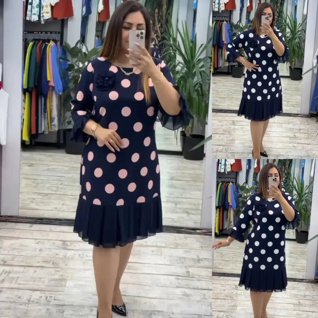 Lillian™ | Pleated Polka Dot Dress