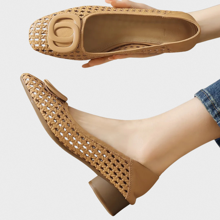 Opium Woven™ | Leather Square-Toe Flats