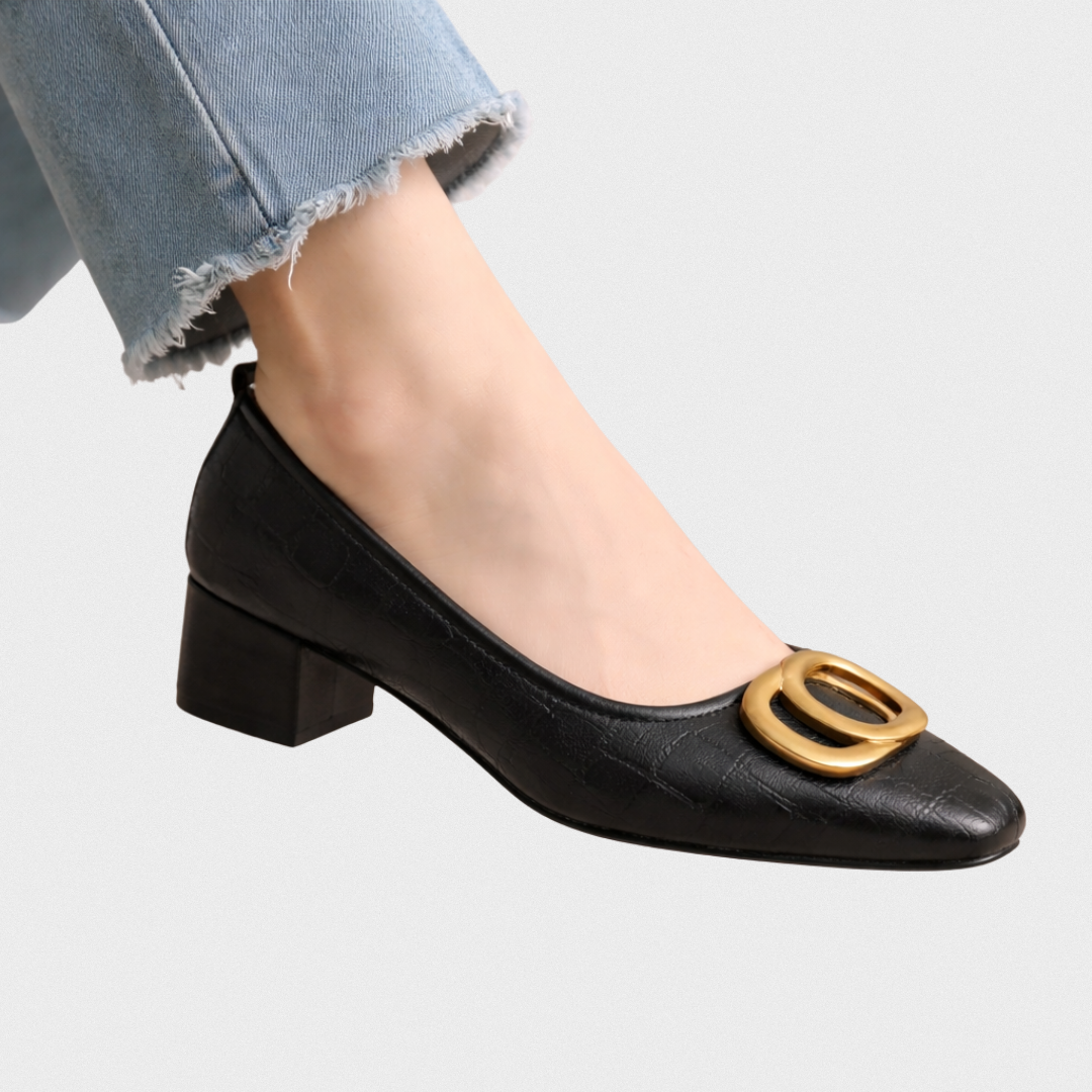 Opium Crest™ | Leather Block-Heel Pumps