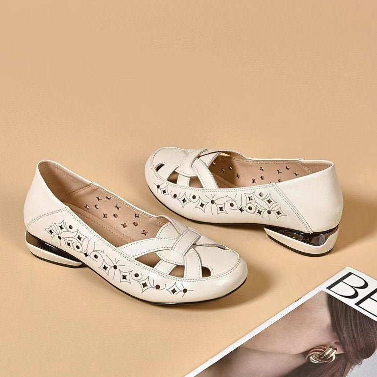 Cut-Out Leather Slip-On