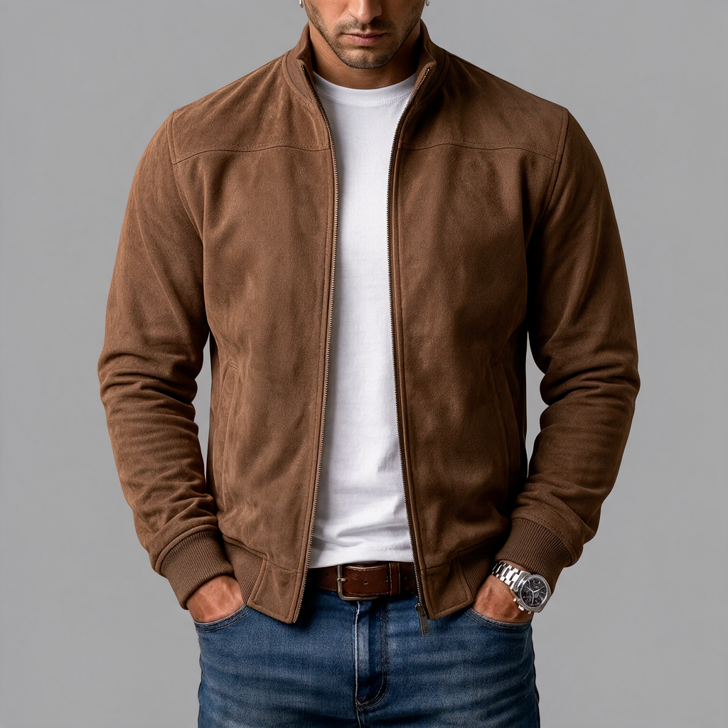 Dominic - Suede-Look Bomber Jacket