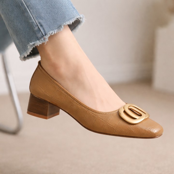 Opium Crest™ | Leather Block-Heel Pumps