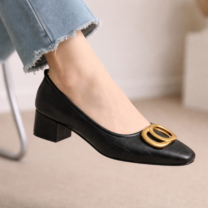 Opium Crest™ | Leather Block-Heel Pumps