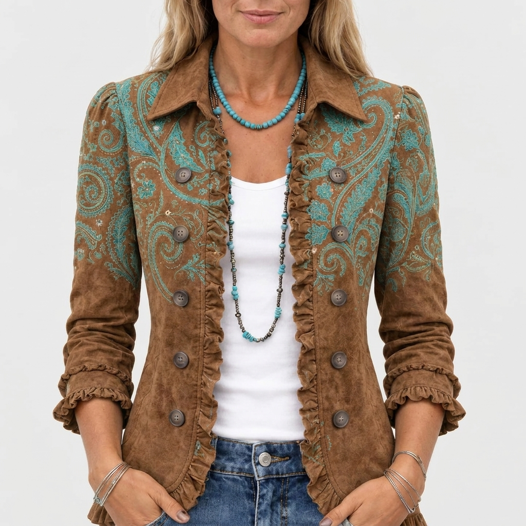 Goldenridge™ - Paisley Print Ruffled Jacket
