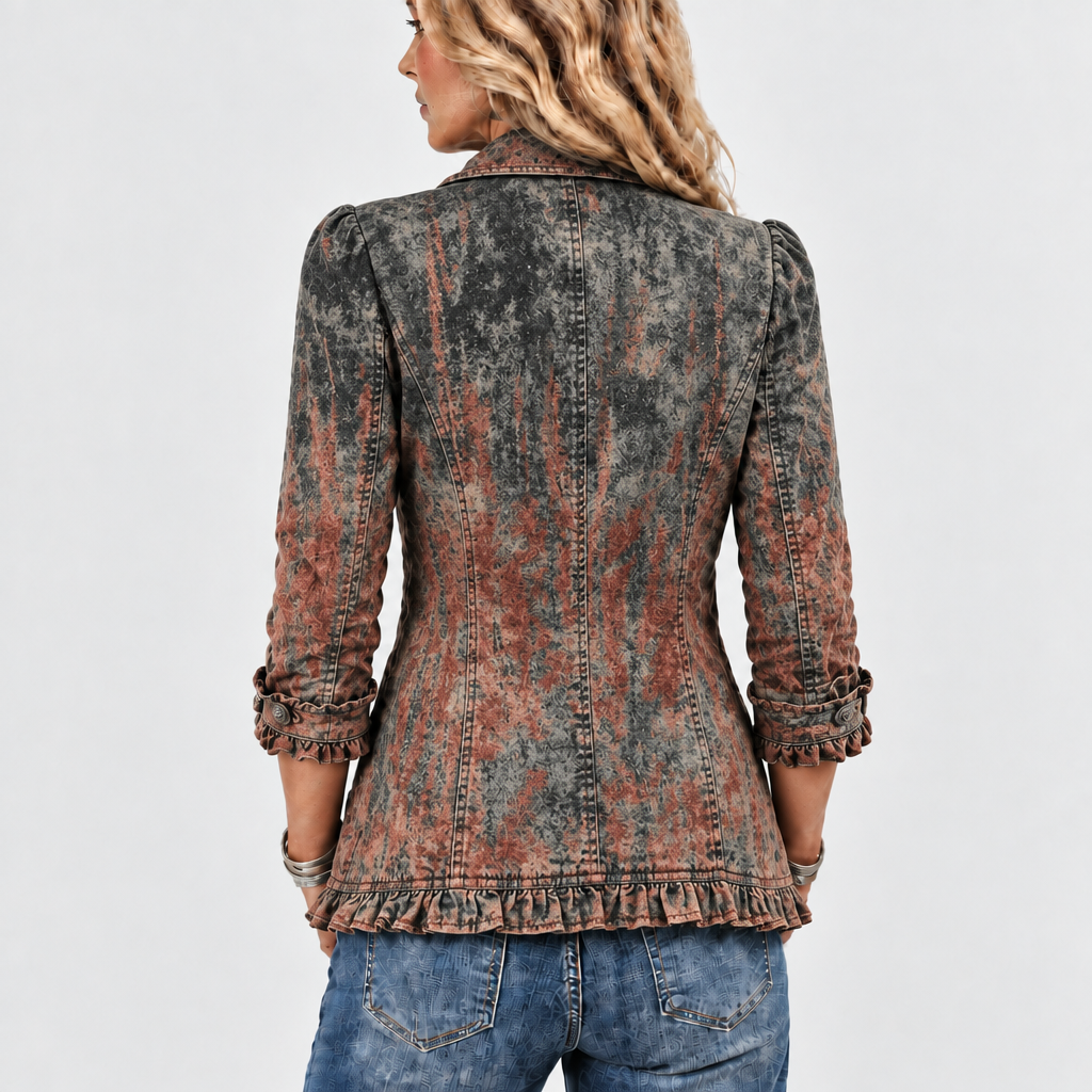 Bristow™ - Retro Gradient Textured Ruffle Jacket