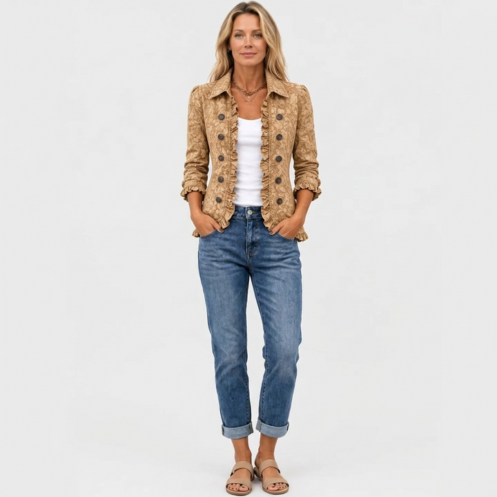 Crestelle™ - Ruffled Jacket with Western Pattern Print