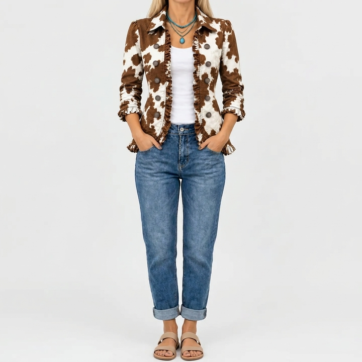 Holliday™ - Ruffled Cow-Print Jacket