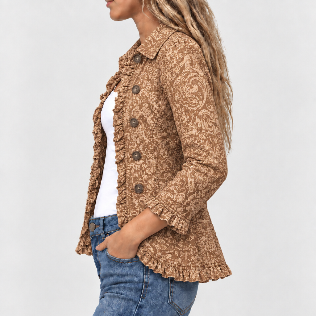 Vyclara™ - Retro Bohemian Floral Ruffled Jacket