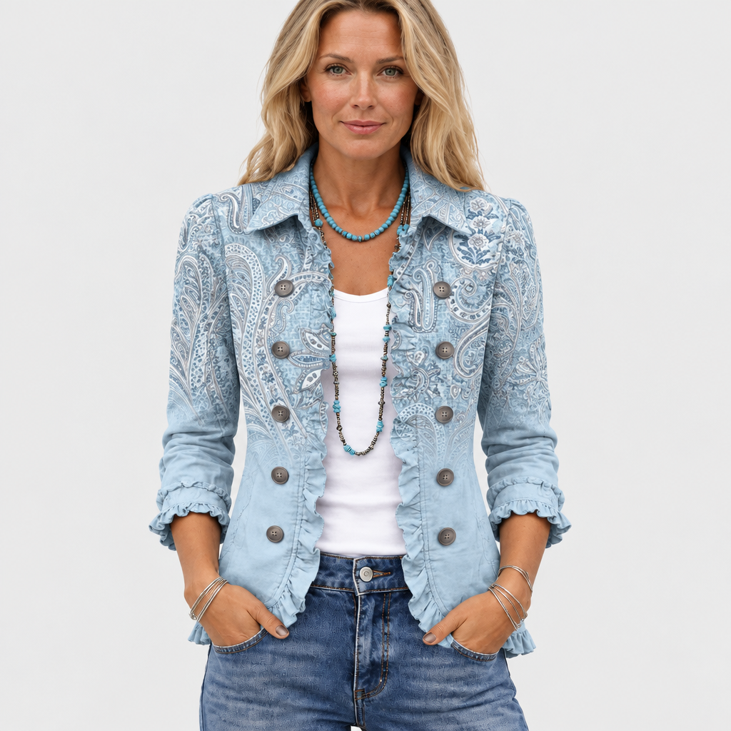 Estrella™ - Retro Paisley Ruffled Jacket