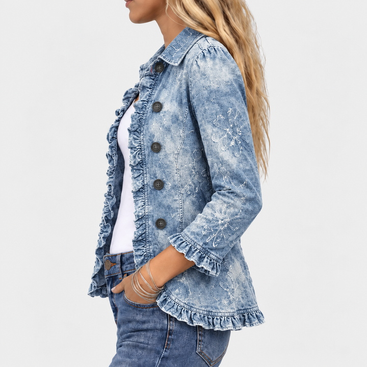 Jemison™ - Vintage Botanical Print Ruffle Jacket