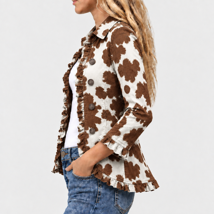 Holliday™ - Ruffled Cow-Print Jacket