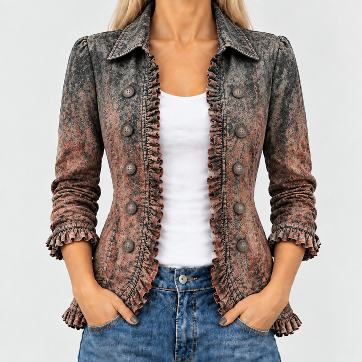 Bristow™ - Retro Gradient Textured Ruffle Jacket