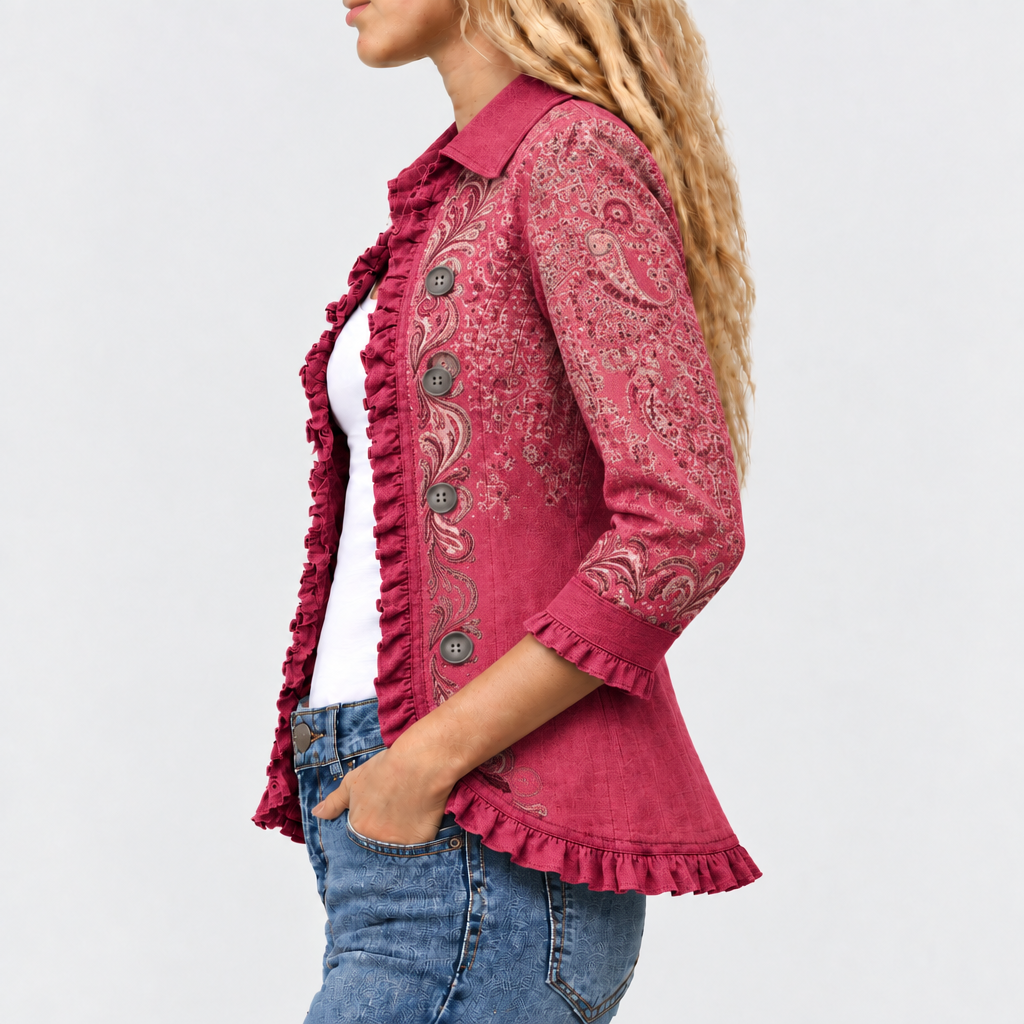 Anouk™ - Retro Paisley Ruffled Jacket