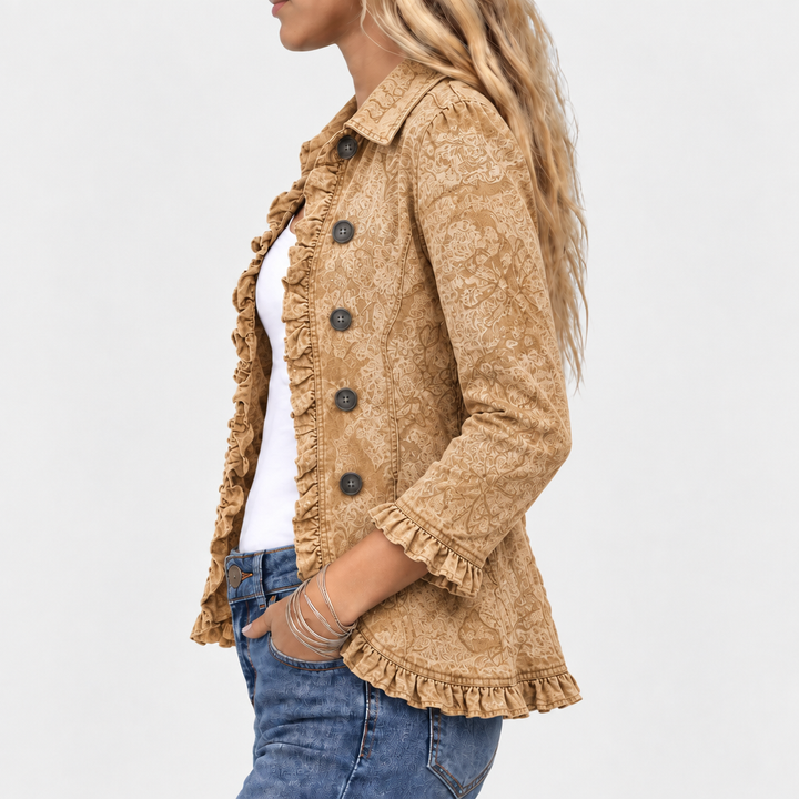 Crestelle™ - Ruffled Jacket with Western Pattern Print