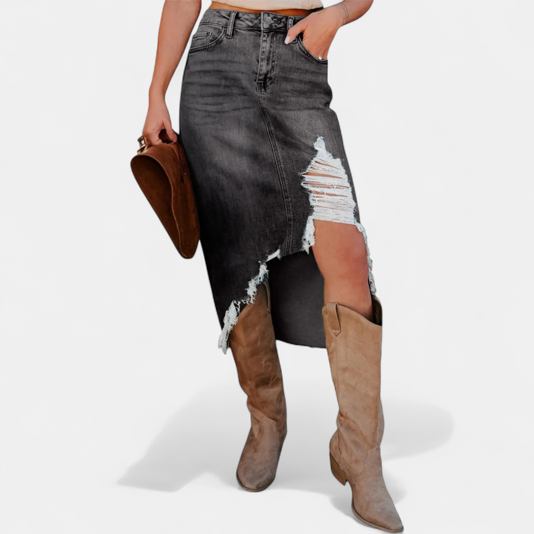 BLAKE™ – Relaxed High-Waist Denim Maxi Skirt