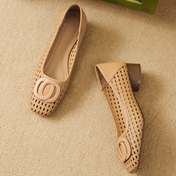 Opium Woven™ | Leather Square-Toe Flats