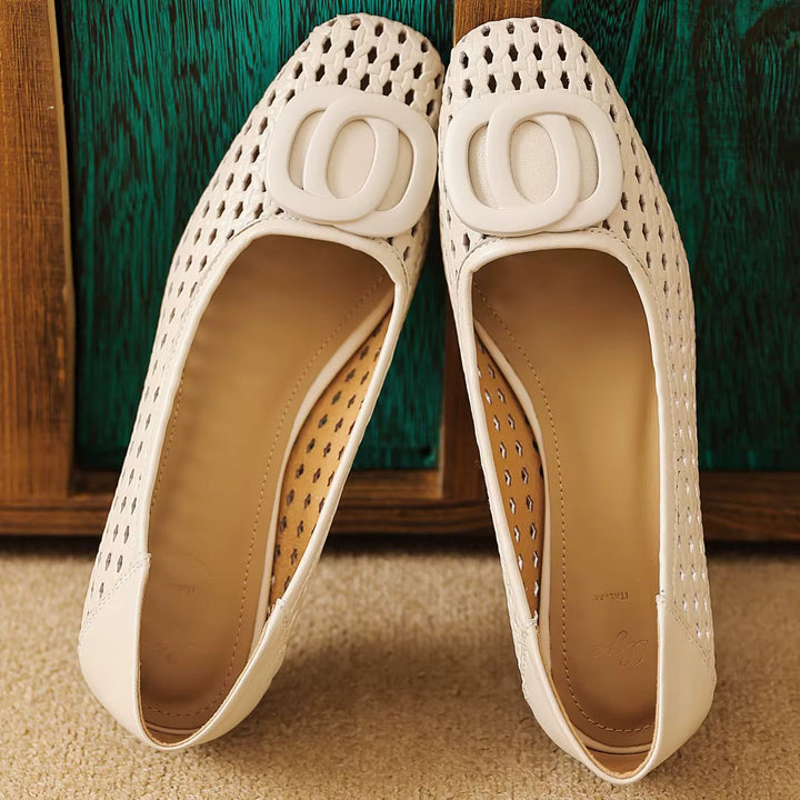 Opium Woven™ | Leather Square-Toe Flats