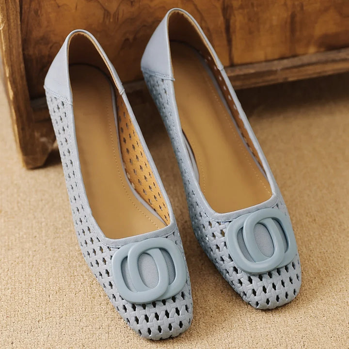 Opium Woven™ | Leather Square-Toe Flats