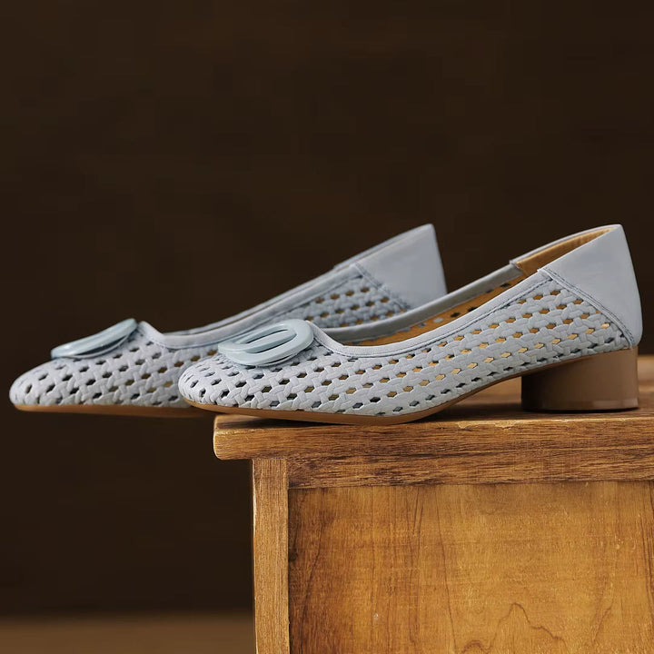 Opium Woven™ | Leather Square-Toe Flats