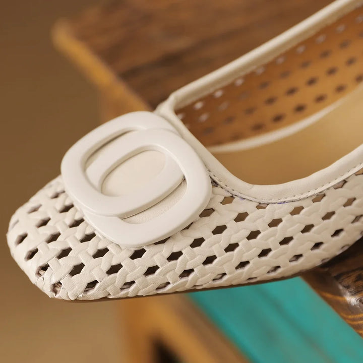 Opium Woven™ | Leather Square-Toe Flats