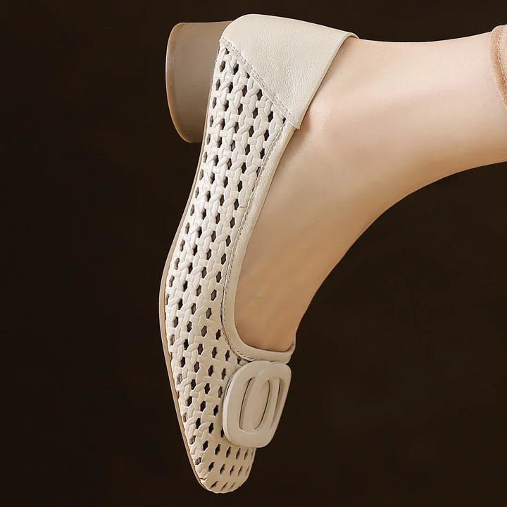 Opium Woven™ | Leather Square-Toe Flats