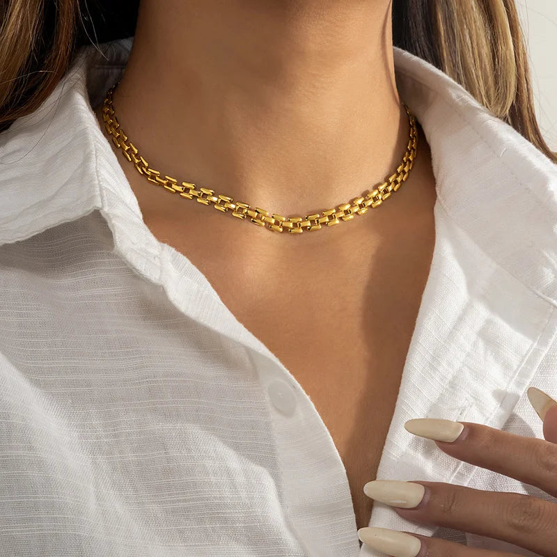 Gold Chain Link Necklace & Bracelet Set
