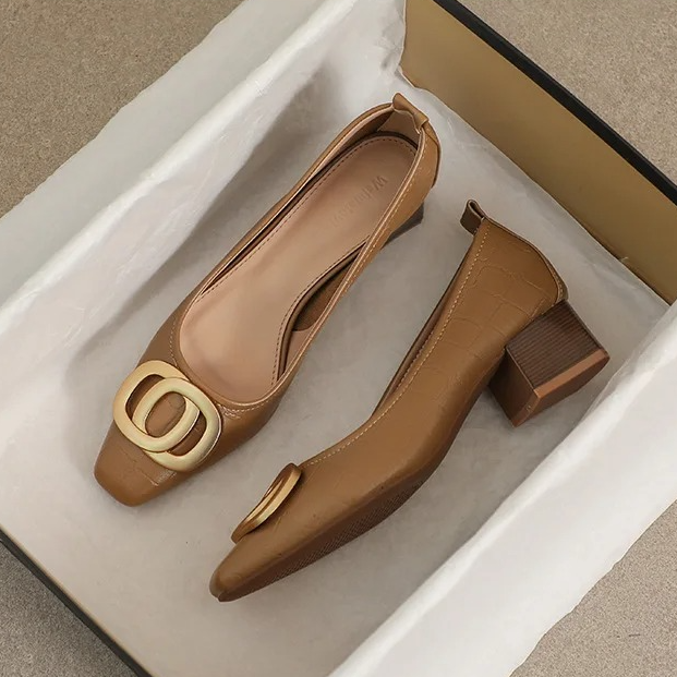 Opium Crest™ | Leather Block-Heel Pumps