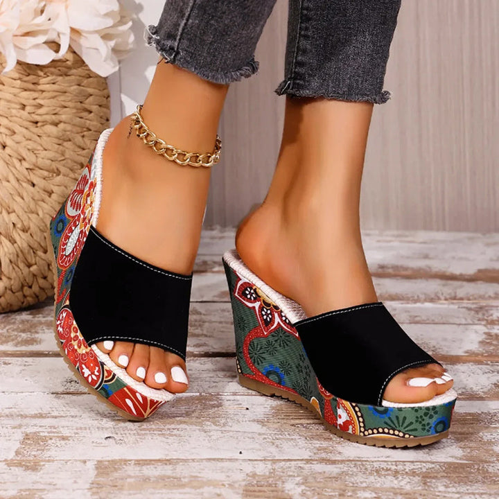 Nova Rossi Velvet Boho Wedge Sandals