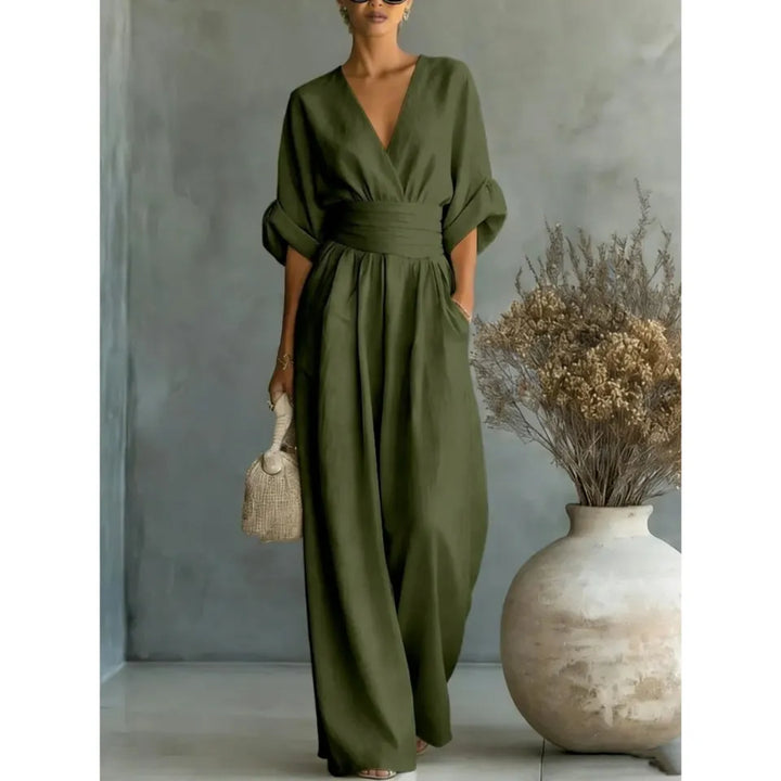 Elowen™ | Elegant Draped Wide-Leg Jumpsuit