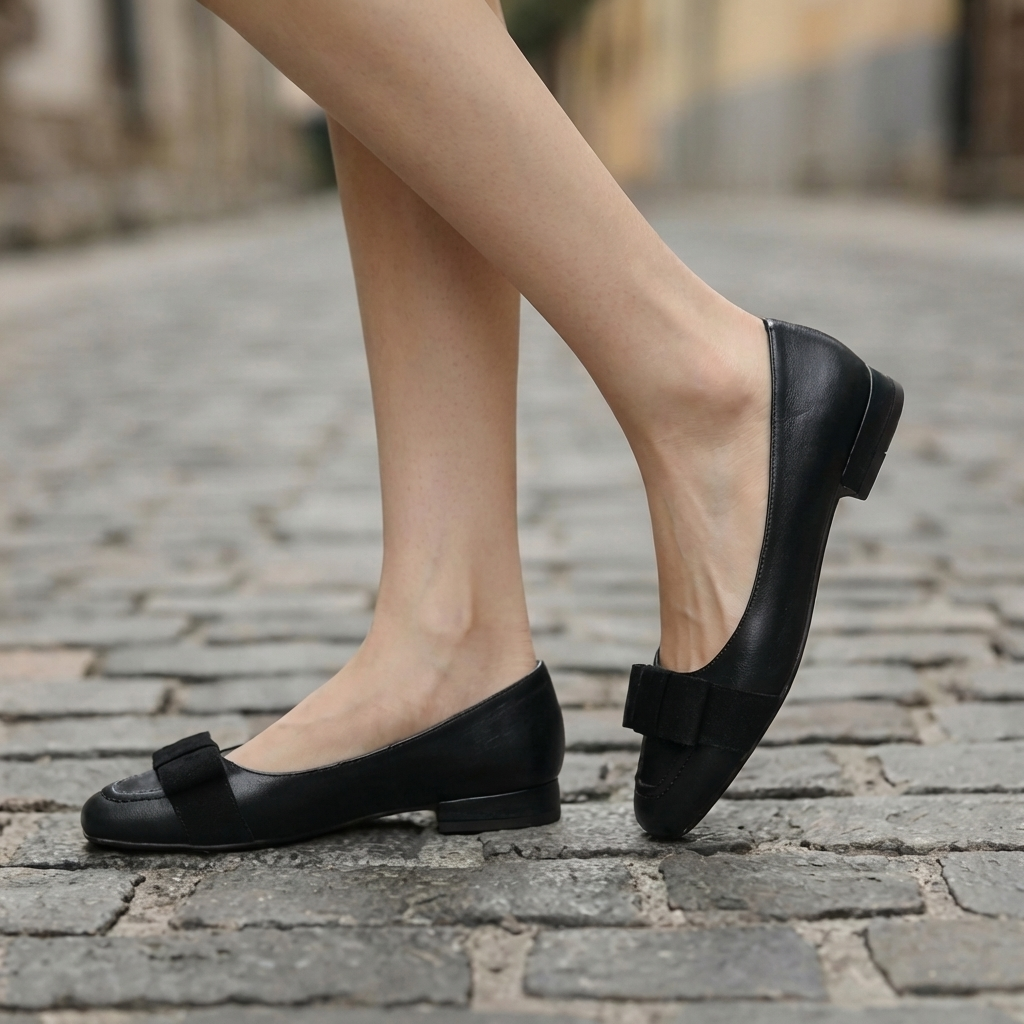 Camille™ | Leather Bow Square-Toe Flats