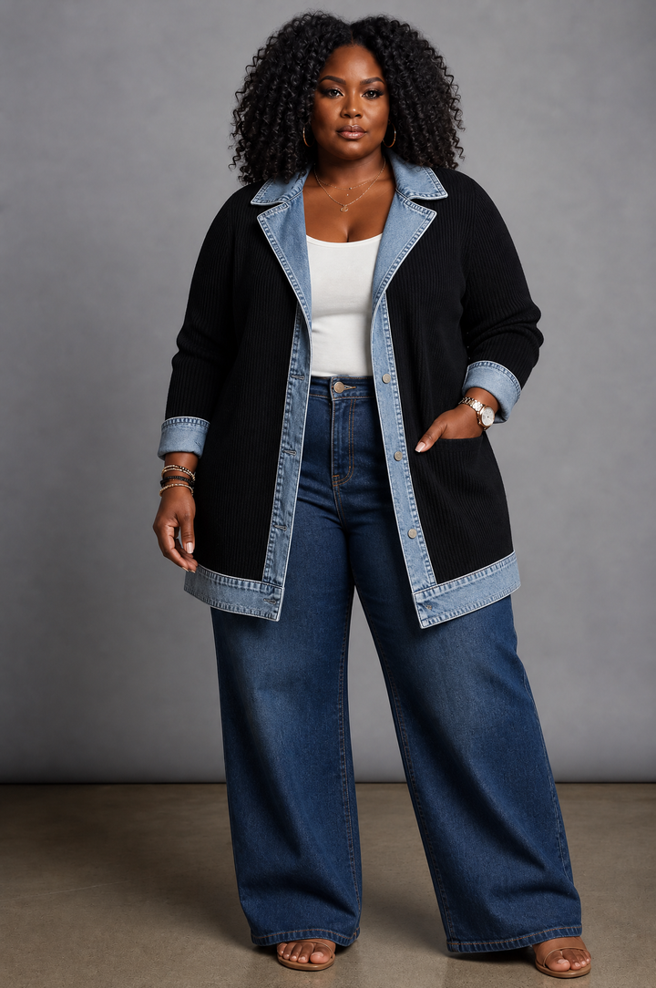 Elaine | Elegant Layered Collar Button Jacket