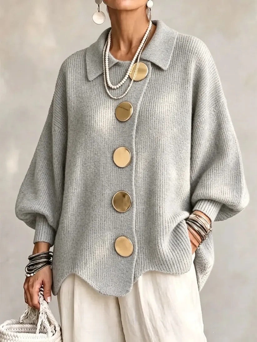 Karina - Oversized Collared Button Cardigan