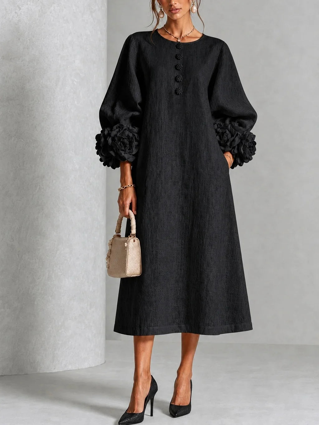 LILIANA | ELEGANT FLORAL MIDI DRESS