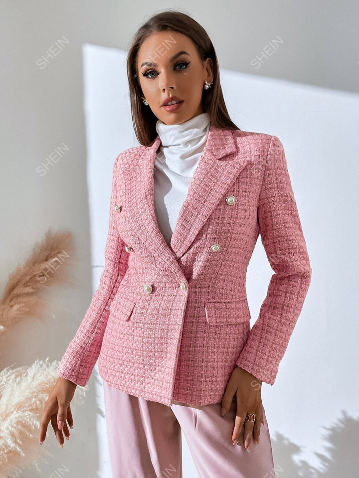 Zia | Tweed Plaid Breasted Blazer