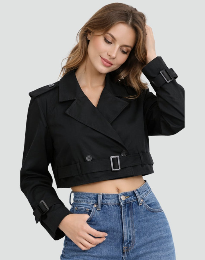 Juliana | Cropped Belted Trench Coat